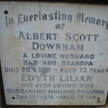 DOWNHAM Albert Scott -1971 &amp; Edyth Lilian -1974