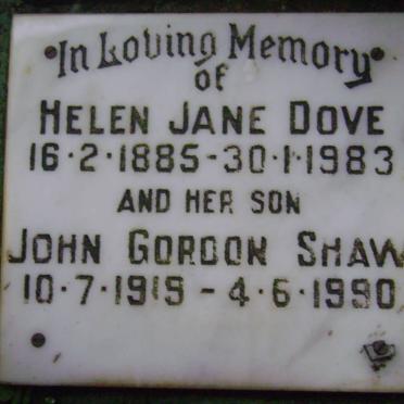 DOVE Helen Jane 1885-1983 :: SHAW John Gordon 1919-1990