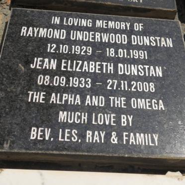 DUNSTAN Raymond Underwood 1929-1991 &amp; Jean Elizabeth 1933-2008