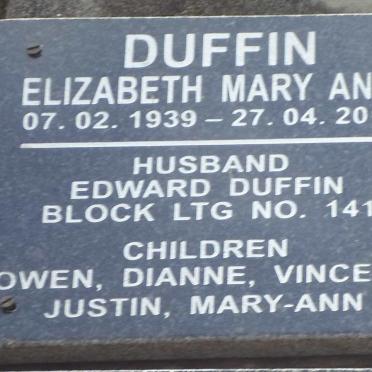 DUFFIN Elizabeth Mary Ann 1939-2013