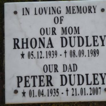 DUDLEY Peter 1935-2007 &amp; Rhona 1939-1989