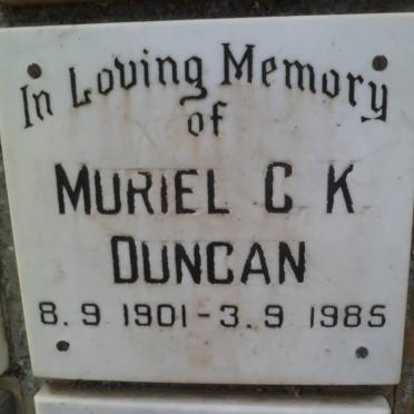 DUNCAN Muriel C.K. 1901-1985