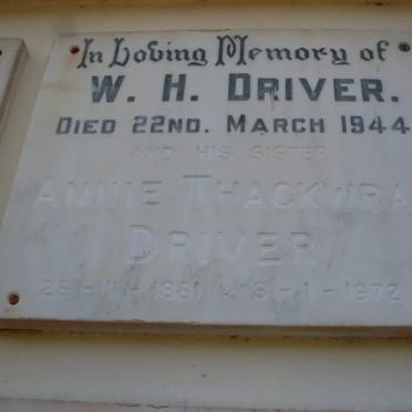DRIVER W.H. 1944 :: DRIVER Anne Thackwray 1881-1972