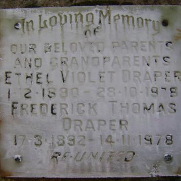 DRAPER Frederick Thomas 1892-1978 &amp; Ethel Violet 1890-1978