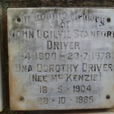 DRIVER John Ogilvie Stanford 1900-1978 &amp; Una Dorothy McKENZIE 1904-1985