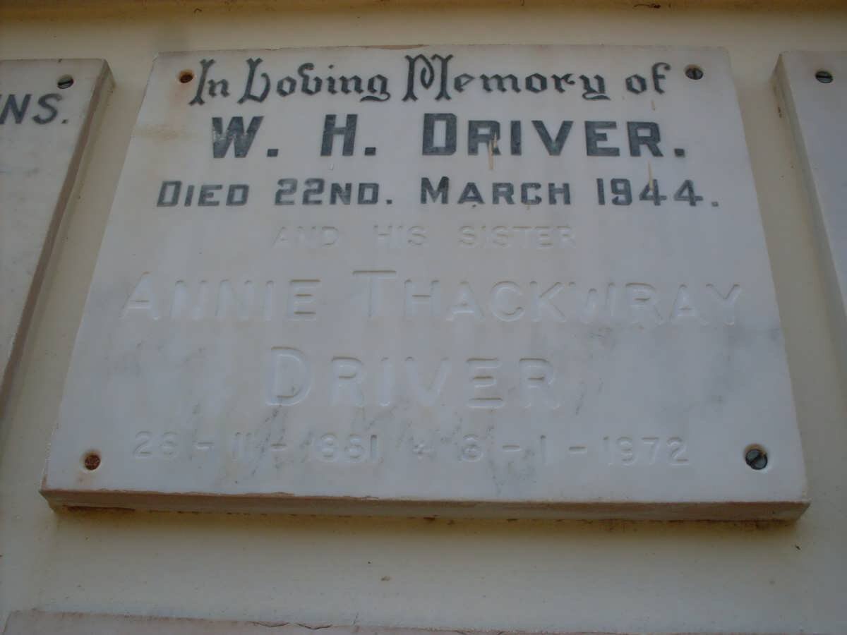 DRIVER W.H. 1944 :: DRIVER Anne Thackwray 1881-1972