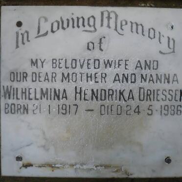 DRIESSEN Wilhelmina Hendrika 1917-1986