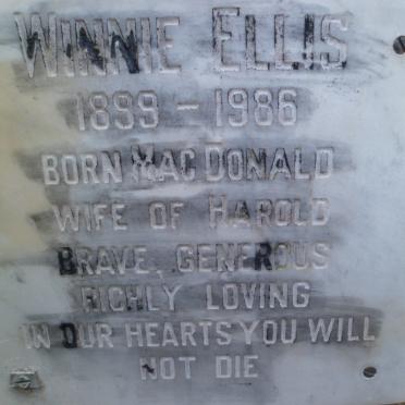 ELLIS Winnie nee MACDONALD 1899-1986