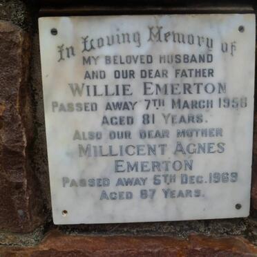 EMERTON Willie -1958 &amp; Millicent Agnes -1969