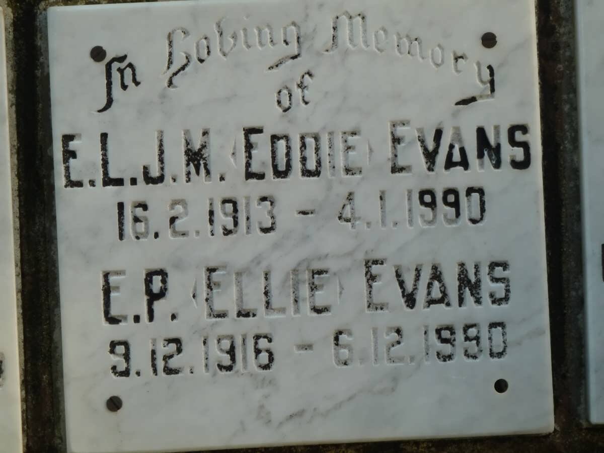 EVANS E.L.J.M. 1913-1990 &amp; E.P. 1916-1990