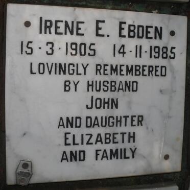 EBDEN Irene E. 1905-1985