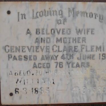 FLEMING William 1895-1983 &amp; Genevieve Clare -1971