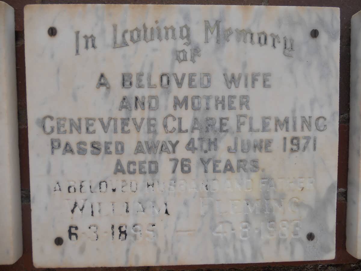 FLEMING William 1895-1983 &amp; Genevieve Clare -1971