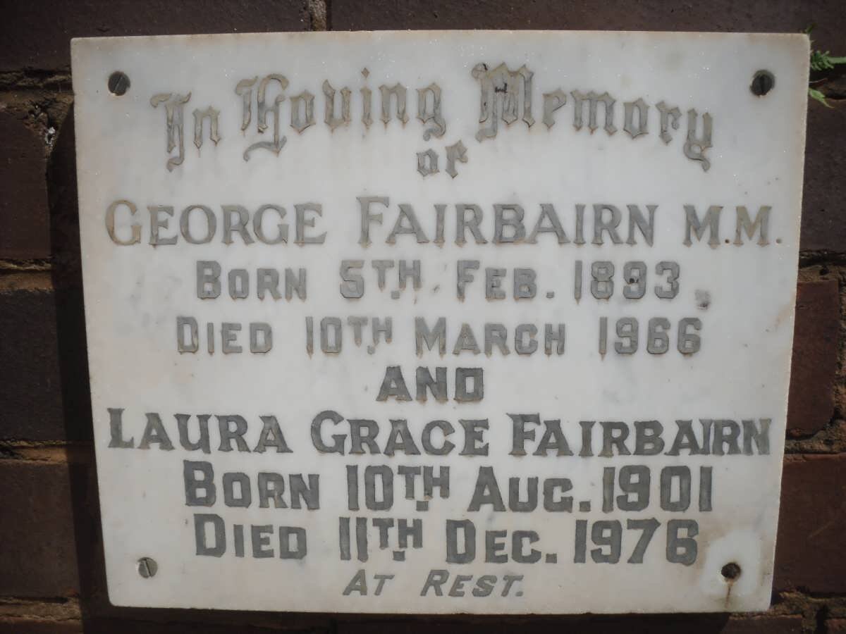 FAIRBAIRN George 1893-1966 &amp; Laura Grace 1901-1976