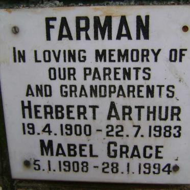 FARMAN Herbert Arthur 1900-1983 &amp; Mabel Grace 1908-1994