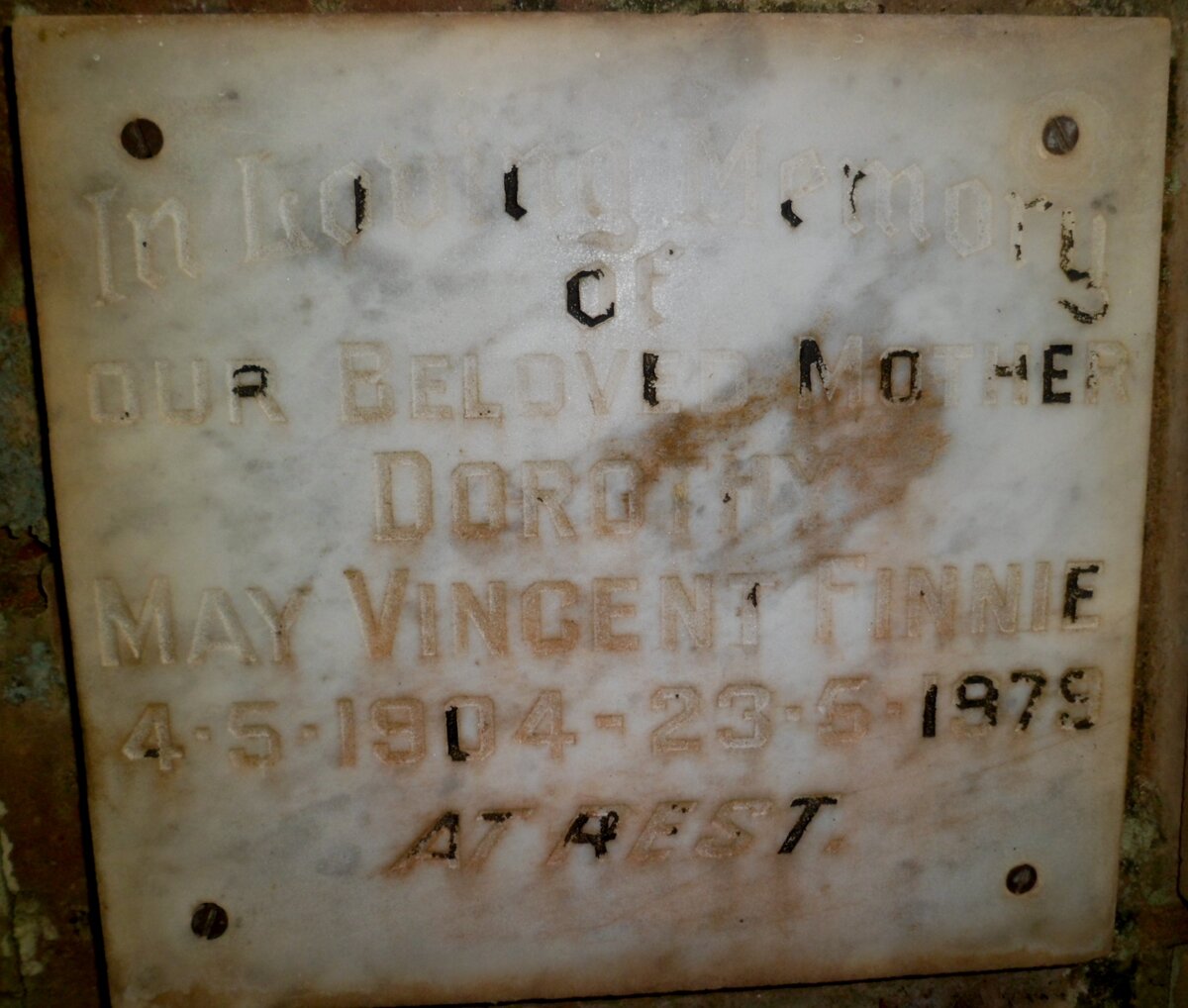 FINNIE Dorothy May Vincent 1904-1979