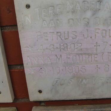 FOURIE Petrus J. 1902-1974 &amp; Anna M. BOTHA 1905-1981