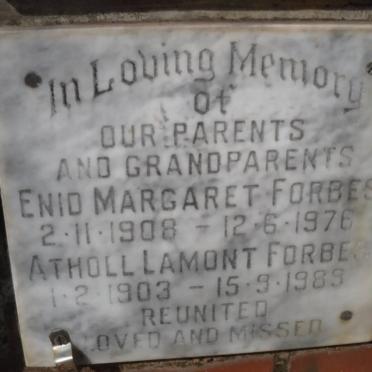 FORBES Atholl Lamont 1903-1989 &amp; Enid Margaret 1908-1976