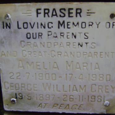 FRASER George William Grey 1897-1981 &amp; Amelia Maria 1900-1980