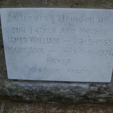 FRYER James William -1955 &amp; Mary Ann -1971