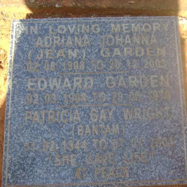 GARDEN Edward 1904-1978 &amp; Adriana Johanna 1908-2003 :: WRIGHT Patricia Gay 1944-2001