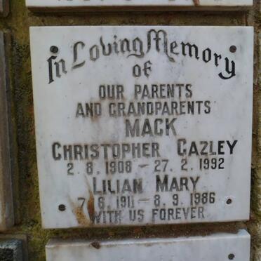 GAZLEY Mack Christopher 1908-1992 &amp; Lilian Mary 1911-1986