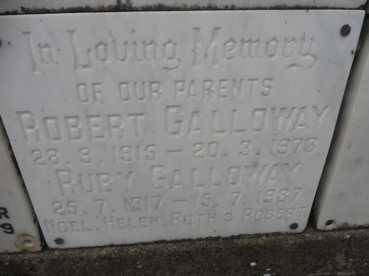 GALLOWAY Robert 1915-1973 &amp; Ruby 1917-1987