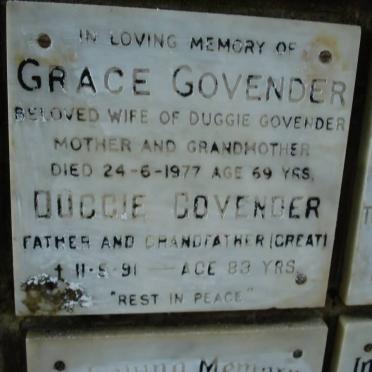 GOVENDER Duggie -1991 &amp; Grace -1977