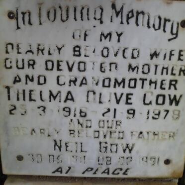 GOW Neil 1911-1991 &amp; Thelma Olive 1916-1979