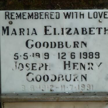GOODBURN Joseph Henry 1912-1991 &amp; Maria Elizabeth 1919-1989