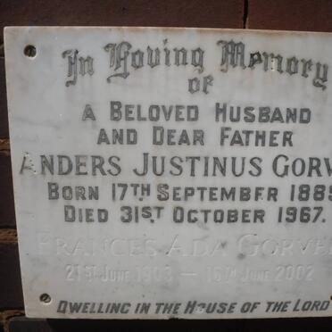 GORVEN Anders Justinus 1889-1967 &amp; Frances Ada 1903-2002