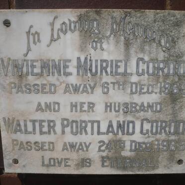 GORDON Walter Portland -1965 &amp; Vivienne Muriel -1965