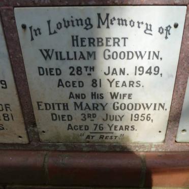 GOODWIN Herbert William -1949 &amp; Edith Mary -1956