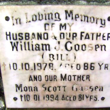 GOOSEN William -1978 &amp; Mona Scott -1994