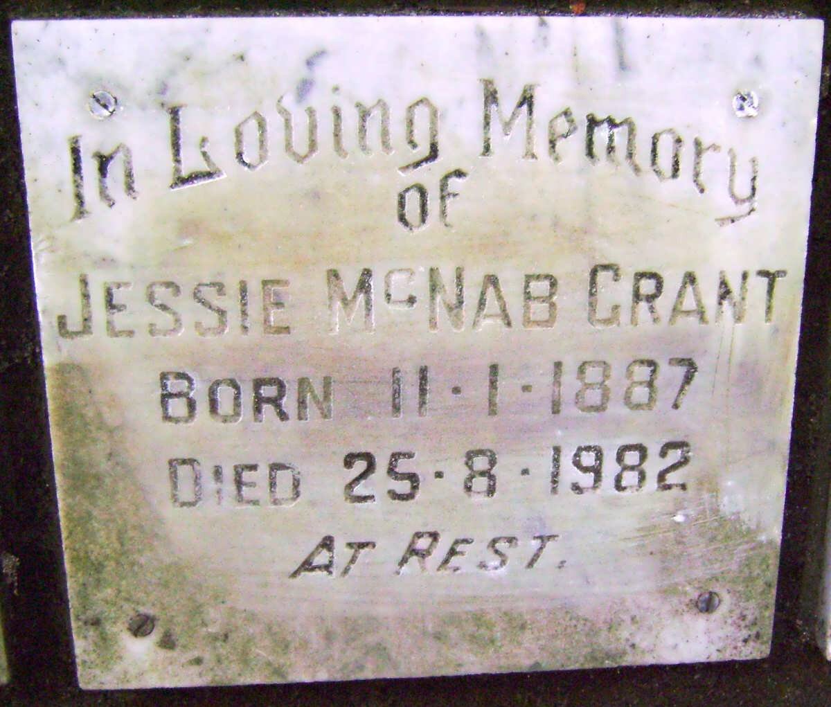 GRANT Jessie McNab 1887-1982