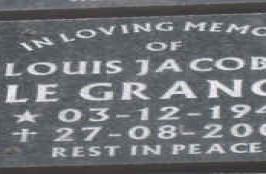 GRANGE Louis Jacobus, le 1948-2008
