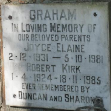 GRAHAM Robert Kirk 1924-1985 &amp; Joyce Elaine 1931-1981