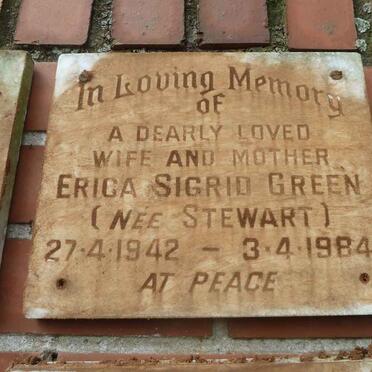 GREEN Erica Sigrid nee STEWART 1942-1984