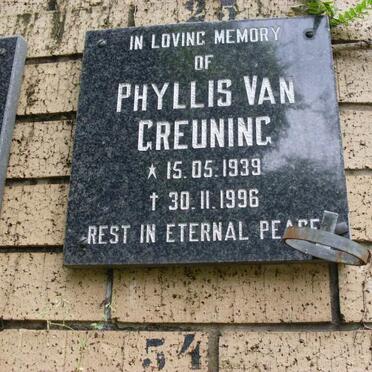 GREUNING Phyllis, van 1939-1996