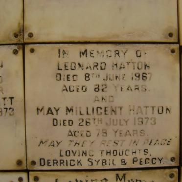 HATTON Leonard -1967 &amp; May Millicent -1973