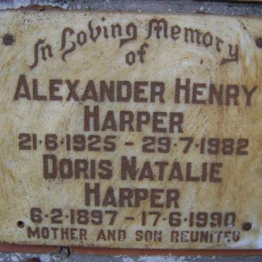 HARPER Doris Natalie 1897-1990 :: HARPER Alexander Henry 1925-1982 