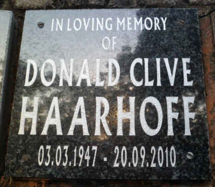 HAARHOFF Donald Clive 1947-2010