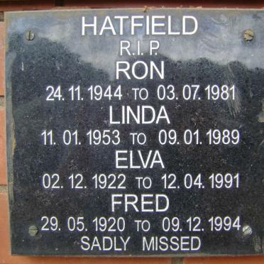 HATFIELD Fred 1920-1994 :: HATFIELD Elva 1922-1991 :: HATFIELD Ron 1944-1981 :: HATFIELD Linda 1953-1989