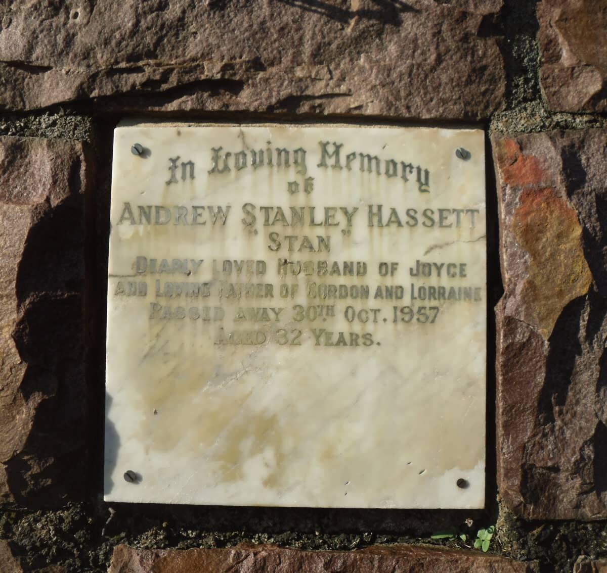 HASSETT Andrew Stanley -1957