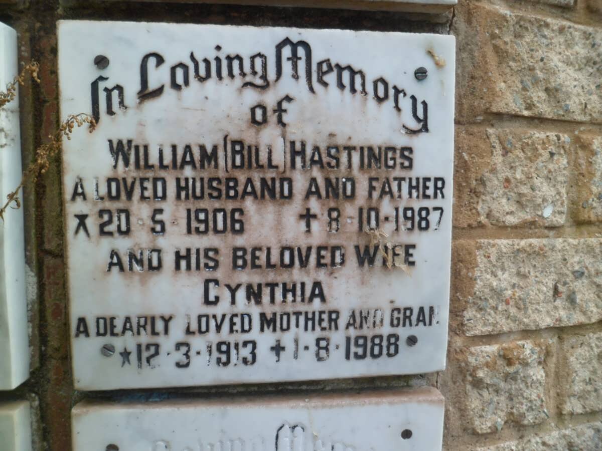 HASTINGS William 1906-1987 &amp; Cynthia 1913-1988