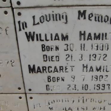 HAMILTON William 1900-1972 &amp; Margaret 1902-1993