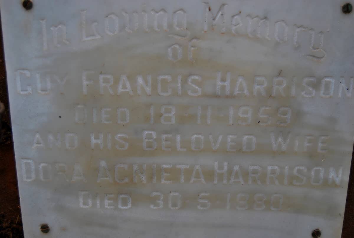 HARRISON Guy Francis -1959 &amp; Dora Agnieta -1980