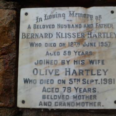 HARTLEY Bernard Klisser -1957 &amp; Olive -1981