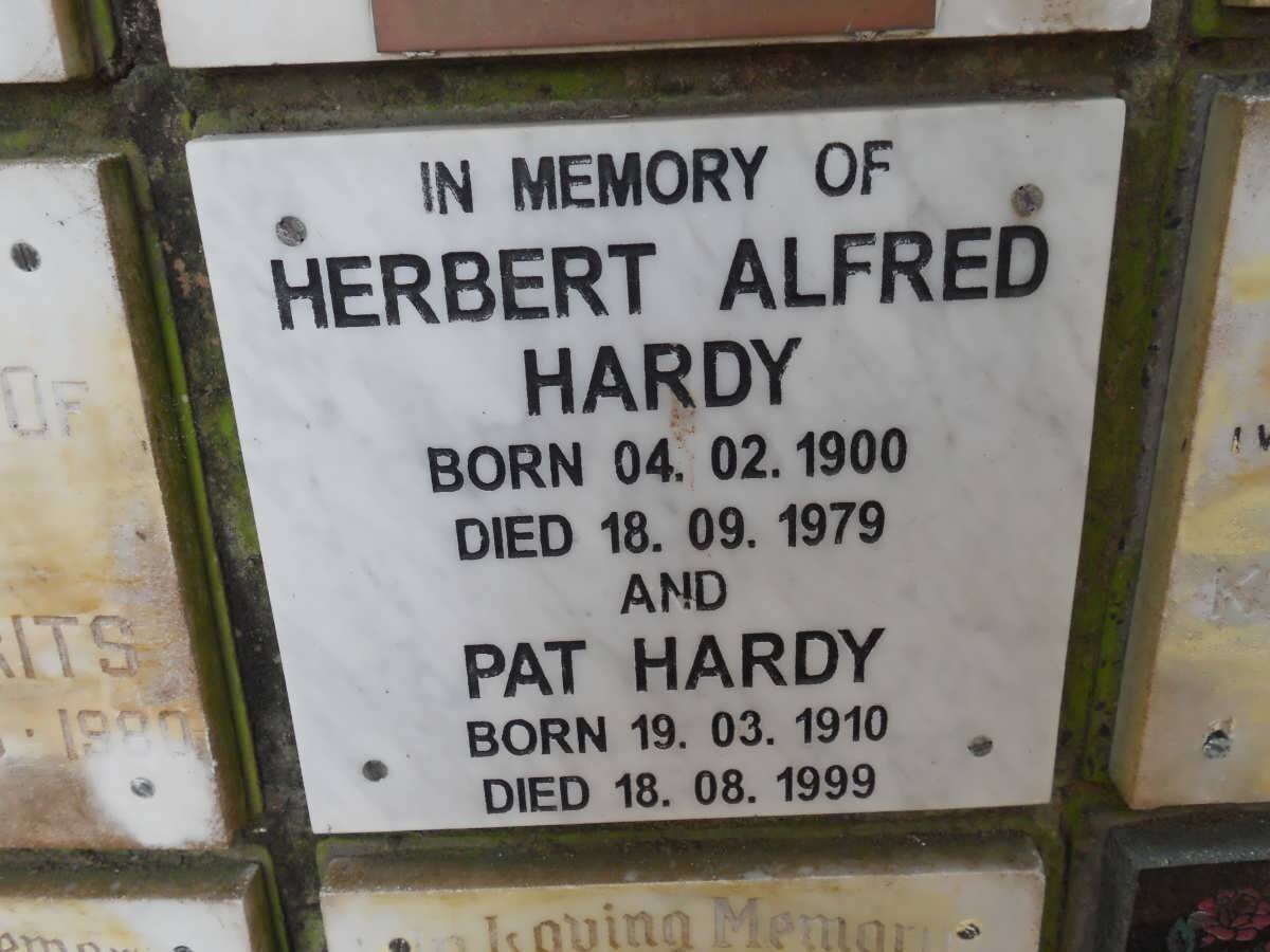 HARDY Herbert Alfred 1900-1979 &amp; Pat 1910-1999