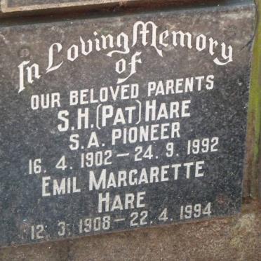 HARE S.H. 1902-1992 &amp; Emil Margarette 1908-1994